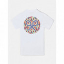 Camisetas Hombre Camiseta SILBON Círculo étnico Blanca