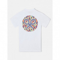 Camisetas Hombre Camiseta SILBON Círculo étnico Blanca