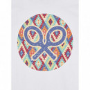 Camisetas Hombre Camiseta SILBON Círculo étnico Blanca