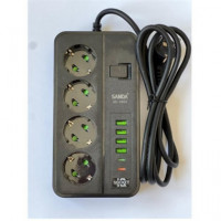 SANDA Regleta 4 Enchufes+ 4XUSB A+2XTIPO C con Interruptor 3000W SD-4453
