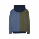 133866 Sudaderas SILBON Hombre Hoodie Multicolor Azul Verde