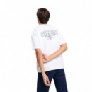 133775 Camisetas SILBON Hombre Relaxed Fit Sport College Blanco