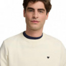 130109 Sudadera SILBON Hombre Minilogo Crema