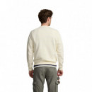 130109 Sudadera SILBON Hombre Minilogo Crema