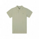 134257 Polos SILBON Hombre Clasico Liso Verde Medio