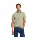 134257 Polos SILBON Hombre Clasico Liso Verde Medio