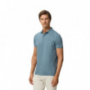 134262 Polos SILBON Hombre Clasico Liso Petroleo