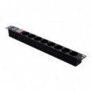 Regleta Aiten Data Rack 1U 8 Tomas Schuko Negra
