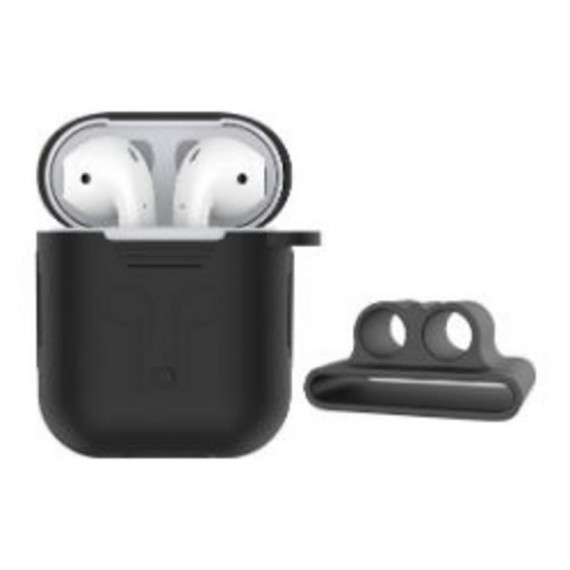 DEVIA Funda de Silicona para Airpods 1 y 2 Negra