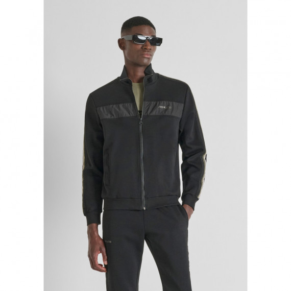 Sudadera Regular Fit con Cremallera en Mezcla Algodón con Bandas de ANTONY MORATO