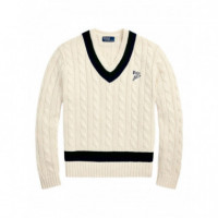 Polo RALPH LAUREN - Lscricketpo-long Sleeve-pullover - Cream Combo - 710970656001/CREAM Combo