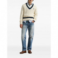 Polo RALPH LAUREN - Lscricketpo-long Sleeve-pullover - Cream Combo - 710970656001/CREAM Combo