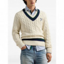 Polo RALPH LAUREN - Lscricketpo-long Sleeve-pullover - Cream Combo - 710970656001/CREAM Combo
