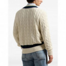 Polo RALPH LAUREN - Lscricketpo-long Sleeve-pullover - Cream Combo - 710970656001/CREAM Combo