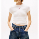 Camiseta TOMMY JEANS Ecru Canalé