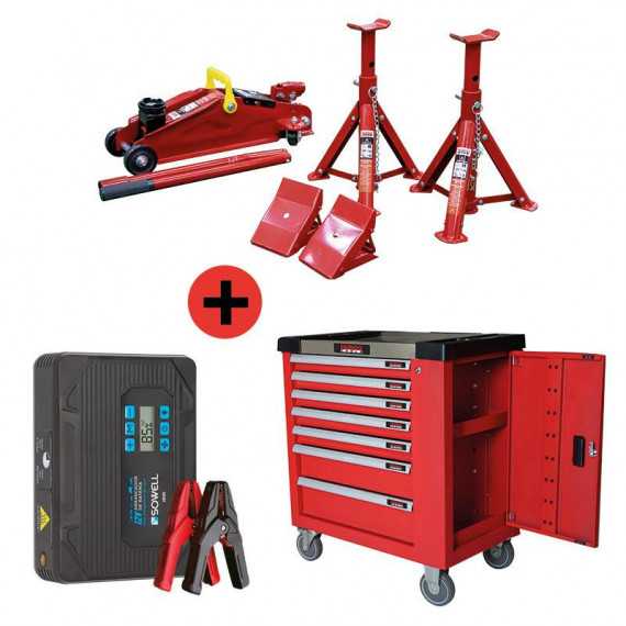 Pack Carro Herramientas + Kit 3 Pcs + Arrancador Sowell  FARGO TOOLS