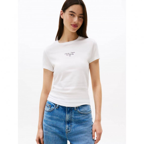 Tjw Slim Ess Logo 1 Tee Ext Ecru  TOMMY JEANS