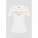 Bibia Ss T-shirt Dove White  GUESS