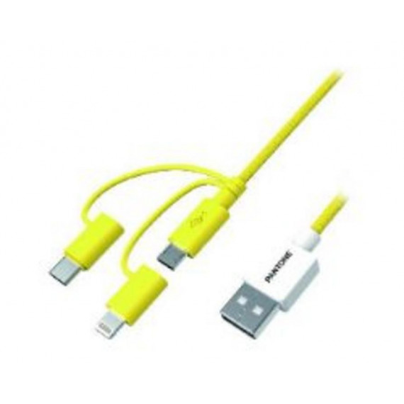 Cable PANTONE 3 en 1 USB a Lightning, Micro USB y Usb-c (CELPT-USB003Y1)