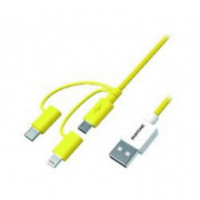 Cable PANTONE 3 en 1 USB a Lightning, Micro USB y Usb-c (CELPT-USB003Y1)