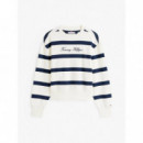 SCRIPT REG PIQUE SWTSHRT IVORY SILK/DARK