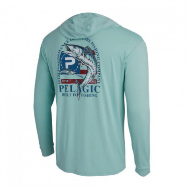 Camiseta Aquatek Hooded Patriot Wahoo Turquesa PELAGIC
