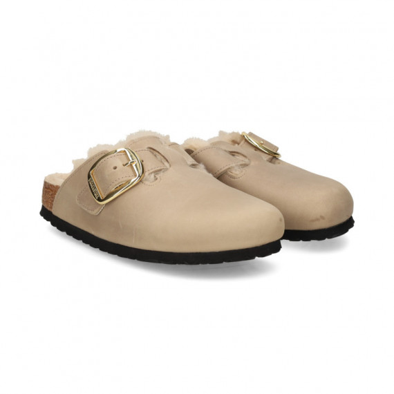 Zueco Hebilla Big+pelo Grass Cuero  BIRKENSTOCK