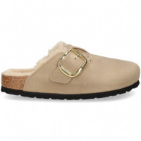 Zueco Hebilla Big+pelo Grass Cuero  BIRKENSTOCK