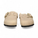 Zueco Hebilla Big+pelo Grass Cuero  BIRKENSTOCK