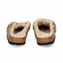 Zueco Hebilla Big+pelo Grass Cuero  BIRKENSTOCK