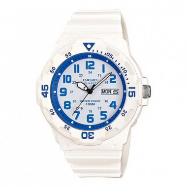 CASIO MRW-200HC-7B2 Reloj Deportivo Hombre Blanco Wr 100M Azul índices Día/fecha
