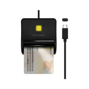 AISENS Lector de Tarjetas Inteligente Dni Usb-c ASCR-SN03C-BK