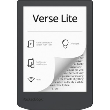 POCKETBOOK Libro Electronico Verse Lite Gris Midnight 6",8GB,WIFI,LUZ Frontal,pantalla Tactil