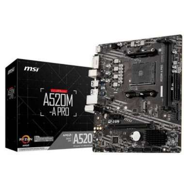 MSI Placa Base A520M-A Pro Socket AM4 3RD Gen 4000 G-SERIES/2X DDR4/1X HDMI/1X DVI-D/4X SATA/1X M.2/RAID/M-ATX