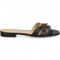 Pala Tiras con Logo Metal Piel Negro  LAUREN RALPH LAUREN