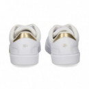 Talon Oro Deportivo Piel Blanco  TOMMY HILFIGER