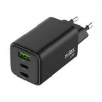 Cargador de Pared NILOX 65W con Doble Usb-c y Usb-a Gan