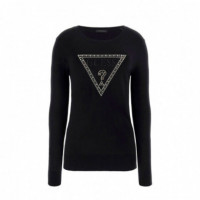 GUESS Jersey Negro W5RR39 Z2NQ2-JBLK