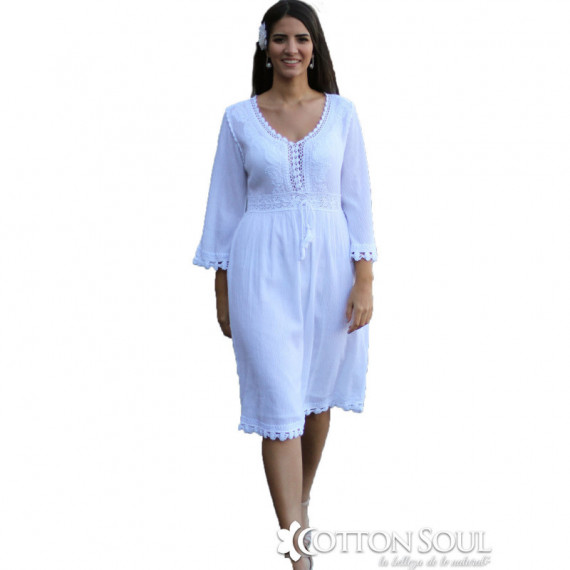 Vestido Algodon Sheryl Blanco COTTON SOUL