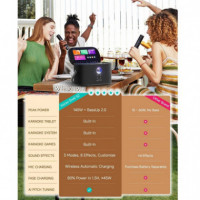 Altavoz Karaoke Recargable IKARAO Shell S2 con Pantalla 8" 140W y 2 Micros