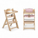 Trona Evolutiva Plegable Natural C/cojin Rosa Estrellas Blanca  MS