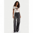 Camiseta Logotipo Triángulo Estampado Leo Corte Slim de GUESS