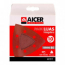 Pack 10 Lijas Triangulares AICER 93X93 Mm GR80