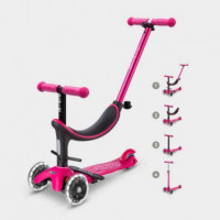 Patinete Mini 4EN1 Deluxe Rosa con Led  M-CRO