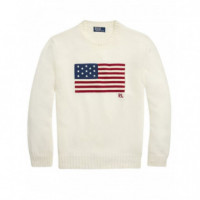 Polo RALPH LAUREN - Ls Cn Flag-long Sleeve-pullover - Deckwash White - 710718281009/DECKWASH White
