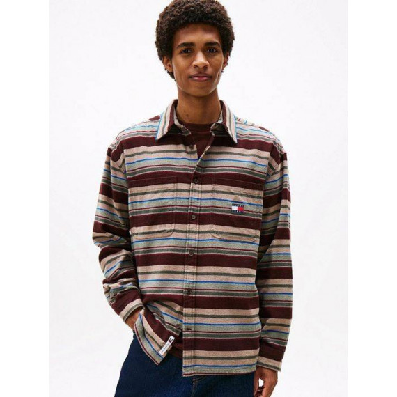 Tjm Utility Flannel Overshirt Rich Brown  TOMMY JEANS