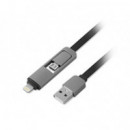 1LIFE Cable Usb-a a Micro USB y Lightning 2 en 1 Plano
