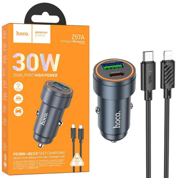 HOCO Z57A Glorious Cargador de Coche PD30W + Cable Lightning