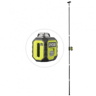 Nivel L&aacute;ser 2 L&iacute;neas Verdes de 360&ordm; y Barra Telesc&oacute;pica Alcance 25 M RYOBI
