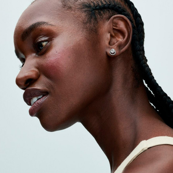 Pendientes de Botón Halo Redondo Brillante 291248C01  PANDORA